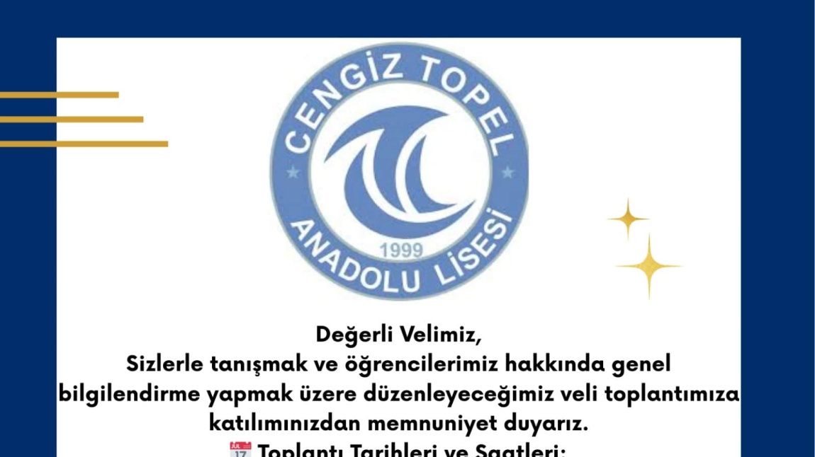 2025-2026 EĞİTİM ÖĞRETİM YILI I. DÖNEMİ SINIF VELİ TOPLANTI TARİHLERİ