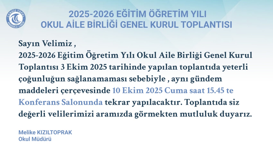 Okul Aile Birliği Genel Kurul Toplantı Daveti